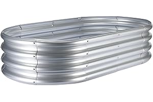 2WAYZ Galvanized Raised Garden Bed - Galvanize Planter Box Kit - Metal Raised Garden Boxes for Outdoor, Indoor - Oval Large Metal Planter for Vegetables, Herbs, Plants, Flowers, Veggies - Silver