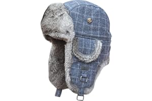 ALKAIDSTAR Fur Winter Trapper Hat,100% Rabbit Fur Aviator Ski Trapper Trooper Pilot Hat,Snow Eskimo Hat with Ear Flaps for Men & Women