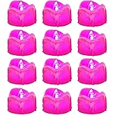 Windshell Pink Flickering Flame LED Tealight Candles with 6H Timer (No Remote), Melting Design, Battery Operated Flameless Tea Lights, Pack of 12