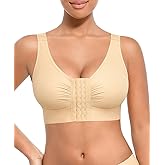FeelinGirl Front Closure Post Surgery Compression Minimizer Bra with Adjustable Straps Wirefree Bras