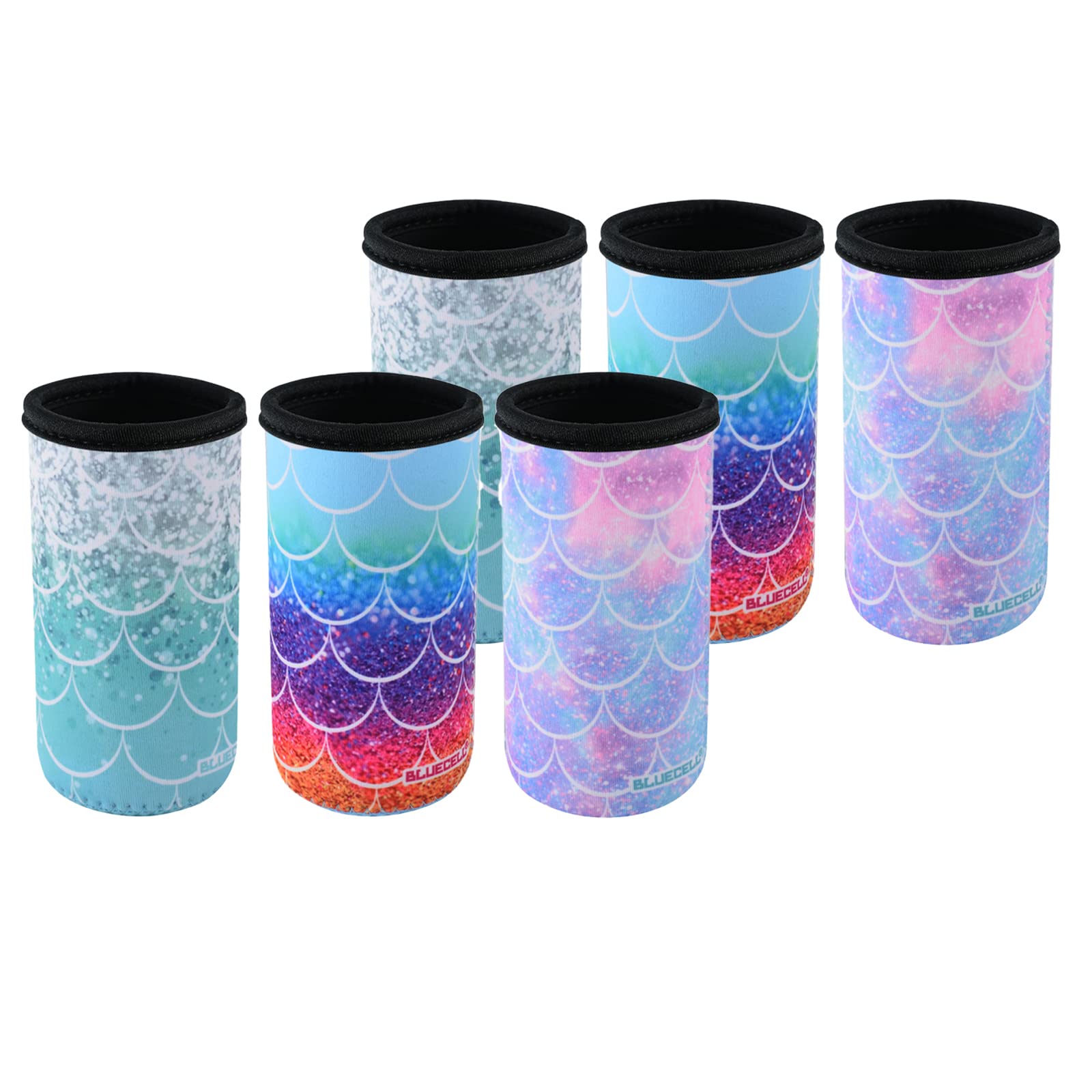 Hosoncovy Elastic 12 Oz Beer Bottle Sleeve Beer Bottle Cooler Carry Case for Bar, Birthday Party,Outdoor Activities (Fish Scales 6PC)