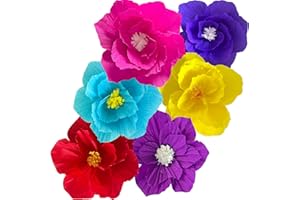 ANSOMO Bright Paper Flowers Artificial Crepe Tissue Wall Décor Fiesta Mexican Cinco De Mayo Wedding Birthday Bridal Baby Shower Classroom Luau Hawaiian Party Decorations