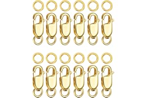 Kcctoo Silver Lobster Claw Clasp with Closed Jump Rings 14K Gold Necklace Clasps and Closures for Jewelry Making, Made in Italy 12mm(0.47inch)
