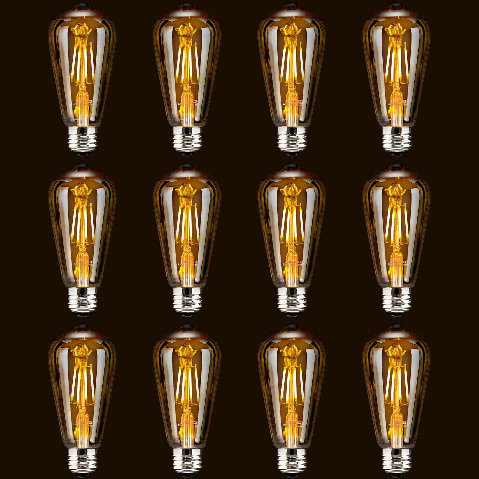Photo 1 of LED Dimmable Edison Light Bulbs 4W Vintage Light Bulb, 2200K-2400K Warm White (Amber Glass), Antique LED Edison Bulbs, Squarrel Cage Filament,ST64, E26 LED Bulb Base