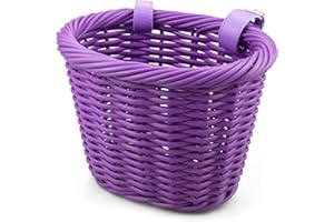 ZUKKA Bike Basket Woven Bike Basket for Adult Bikes Front/Kids Bike Handlebar with Adjustable Leather Straps Waterproof Storage Bicycle Basket, Multi-Colors