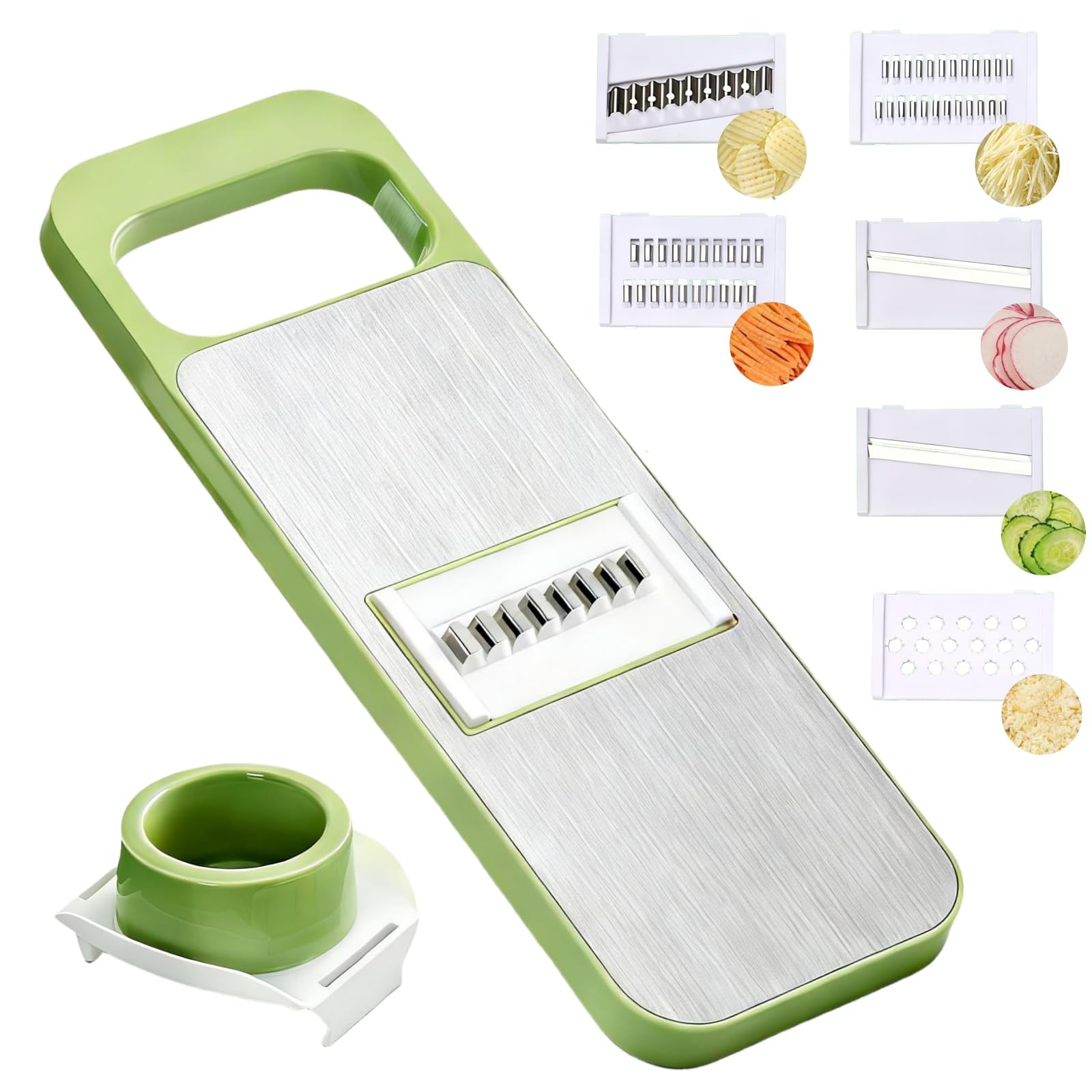 Photo 1 of Safe Mandoline Slicer with Slide-On Hand Guard, 2026 Upgraded 6 in 1 Stainless Steel Vegetable Chopper, Multi Blade Potato/Onion/Garlic/Cucumber/Fruit Slicer, Kitchen Grater Food Cutter