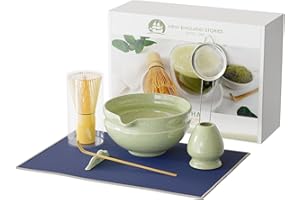 7 Pcs Matcha Whisk Set, Perfect Matcha Kit for Matcha Lovers Includes Ceramic Bowl, Bamboo Whisk, Holder, Scoop, Sifter & Clo
