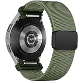 One Click Fabric Bands for Samsung Galaxy Watch 7 6 Band 5/4/FE 40mm 44mm/Galaxy Watch 6 Classic 43mm 47mm/5 Pro 45mm/4 Classic 42mm 46mm,Magnetic Elastic No Gap Wristband Stretchy Nylon Sport Strap