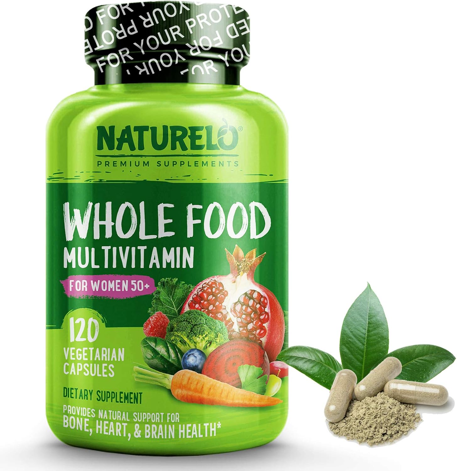 NATURELO Whole Food Multivitamin for Women - Natural Vitamins, Minerals, Raw Organic Extracts - Best Supplement for Energy and Heart Health - Vegan - Non GMO - 120 Capsules: Health & Personal Care