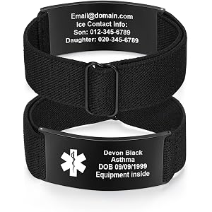 GleefulGem Medical Alert ID Bracelet for Men Women, Custom Engraved Medical ID Wristband, Emergency Medic Bracelet