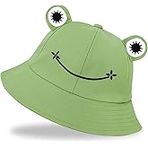 QFE Bucket Hats for Women Men Beach Sun Hat UV Protection Adjustable Summer Packable Cotton Frog Unisex Outdoor Activities