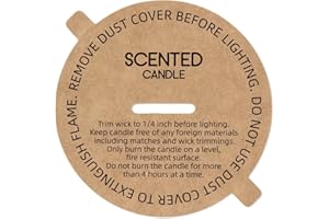 CandMak Candle Dust Covers, 160pcs Printed Kraft Card Candle Dust Lid with Pull Tab for Candle Making (2.875")
