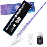 Luxiv Glass Dip Pen Set, Purple Crystal Pen With Ink, Holder, and Package
