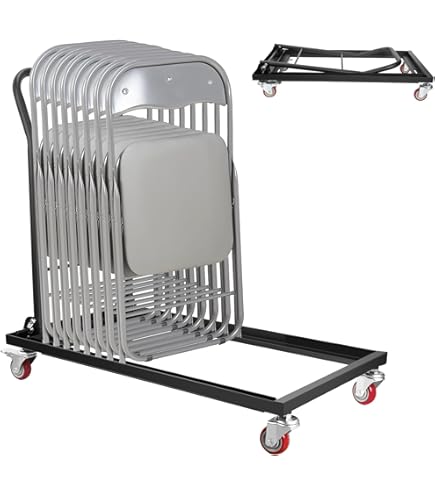Folding Chair Cart, Adjustable Folding Chair Storage Rack - Holds 12 - View #5