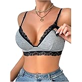SHENHE Women's Non-Padded Nursing Bras for Breastfeeding Lace Wireless Sleep Triangle Bralettes