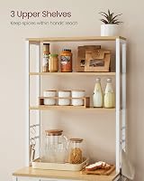 VASAGLE Kitchen Storage Rack 6 Shelves 6 Hooks 40x60x167 cm Golden Oak White view 4