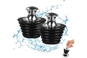 SYIPO Bathtub Stopper, 2 Pack Universal Metal Bathtub Plug Silicone Bathtub Stopper Washbasin Stopper Bathtub Drain Stopper Plug Tub Stopper Sink Stopper for Kitchen Bathtub and Bathroom Sink Drains, Black