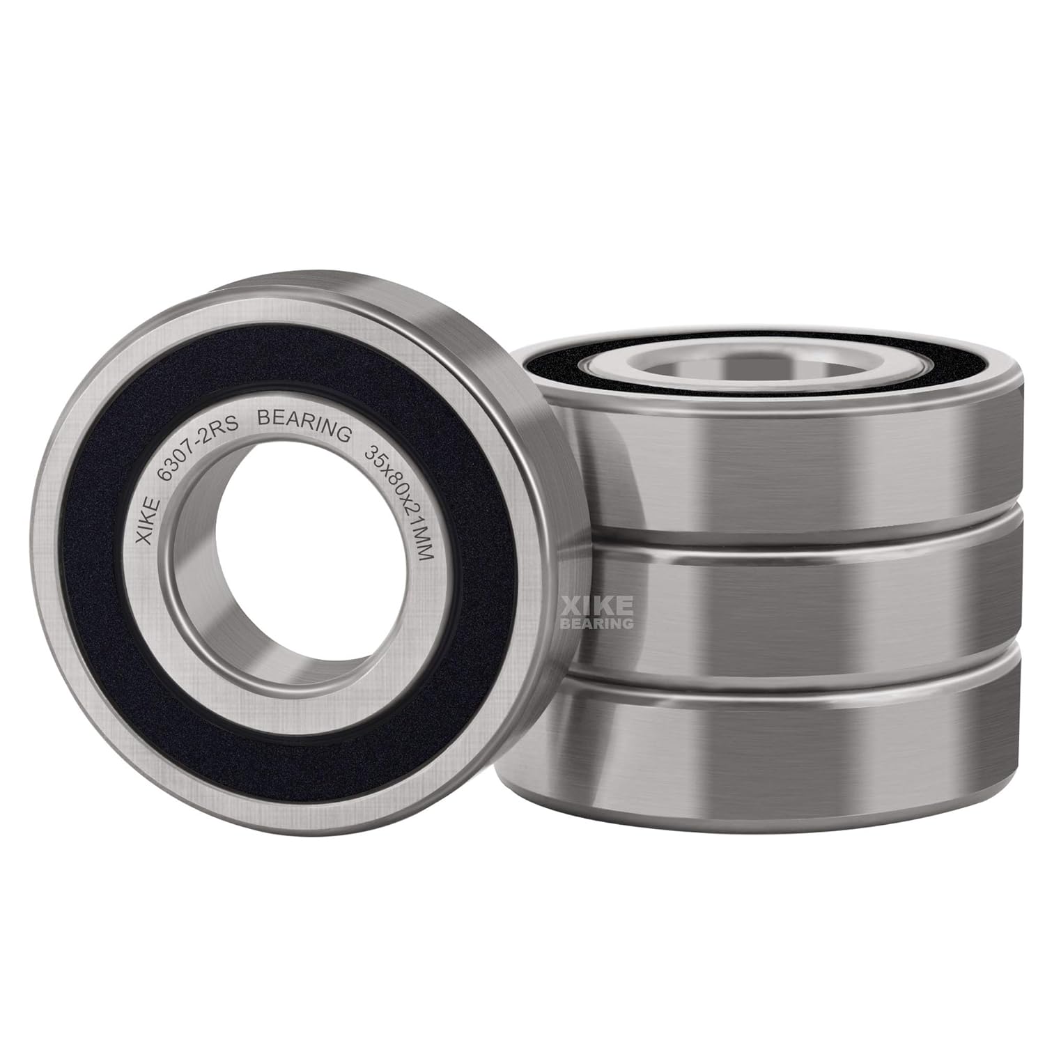 XiKe 4 Pcs 63072RS Double Rubber Seal Bearings 35x80x21mm, Pre