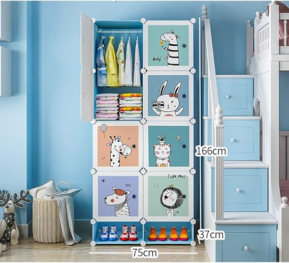 Color Blue Garde Robe Simple Plastique Tissu Armoire Enfant Bebe Moderne Minimaliste Bebe Petite Armoire Location Chambre Armoire De Rangement Fanjiani Commodes Cuisine Maison