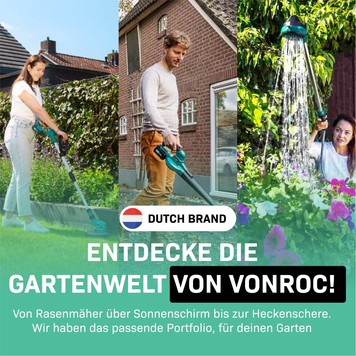 VONROC Schlauchtrommel Gartenschlauch als Schlauchaufroller 35 Meter - Wasserschlauch 180° drehbar als Schlauchbox inkl. Schlauchhalter Wand & Einzugautomatik - Grün 7
