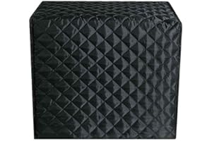 EKDJKK Bread Maker Cover, Cotton Quilted Diamond Stitching Bakeware Protector,Kitchen Toaster Appliance Dust Cover, Machine Washable(Black, 17"x11"x15")