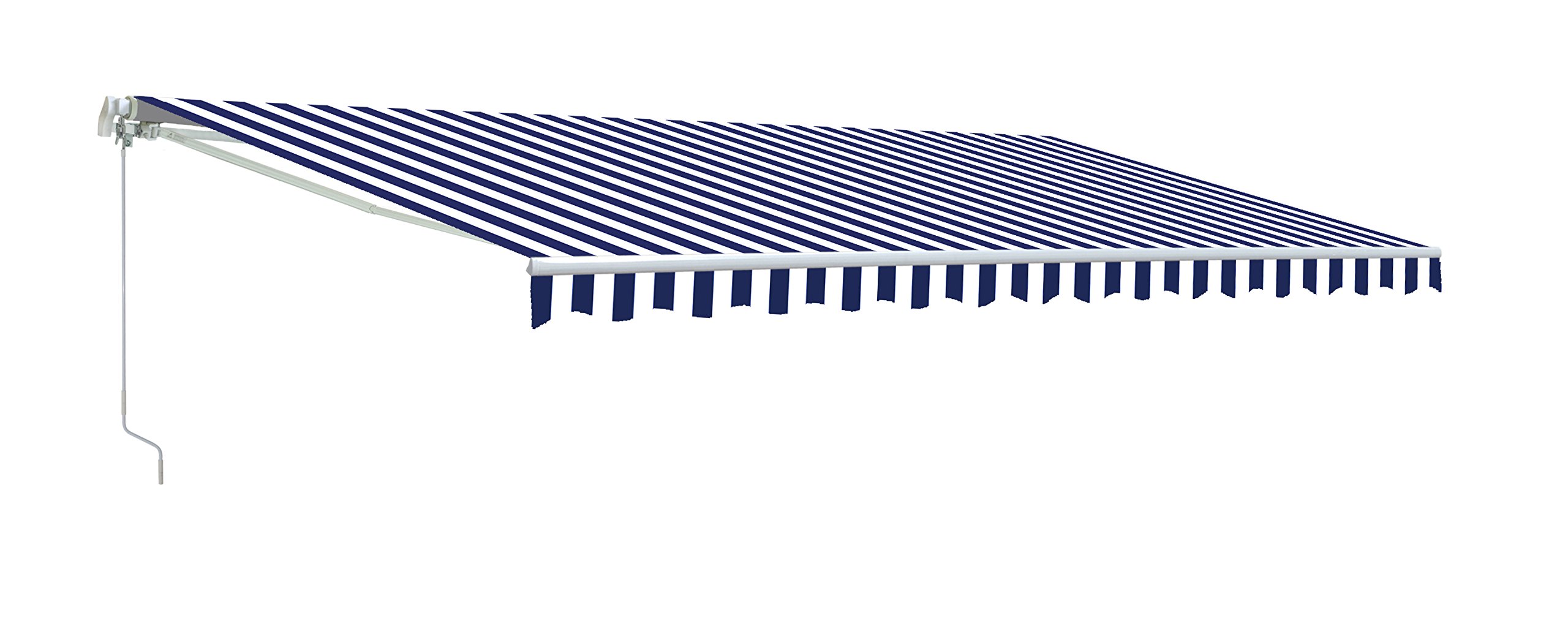 ALEKO AWM6.5X5BLWHT03 Retractable Motorized Patio Awning 6.5 x 5 Feet Blue and White Striped