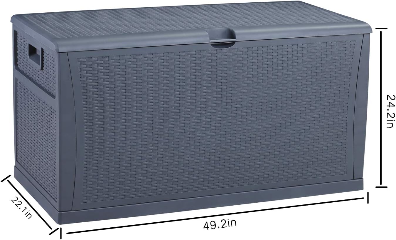120 Gallon Patio Stroage Deck Box Waterproof Plastic Outdoor Storage Container for Patio Furniture Cushions,Pool Toys,Garden Tools: Home Improvement