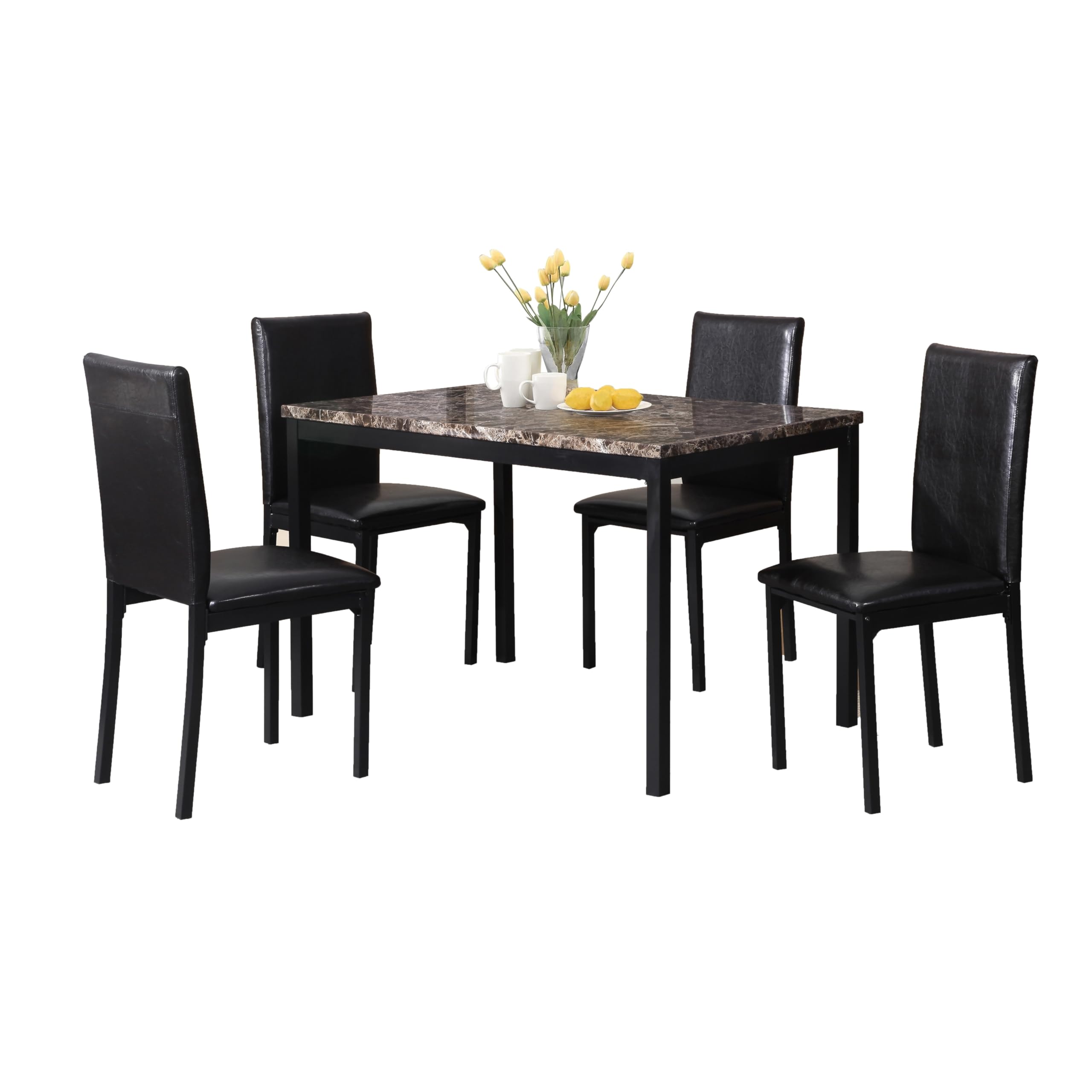 Photo 1 of ***NO TABLE, CHAIRS ONLY***Roundhill Furniture 4 Piece Citico Metal Dinette Chairs - Black***NO TABLE, CHAIRS ONLY**