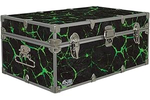 C&N Footlockers Designer Storage Trunks - Hi-Tech Themes - 32 x 18 x 13.5 Inches - Durable and Built to Last - Lockable (Green Electric Lava)