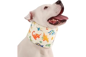 LovinPet Dog Recovery Collar, Adjustable Soft Cone for Medium & Large Dogs, Post-Surgery Comfort & Lick Prevention, Jurassic Dinosaur Print,Yellow
