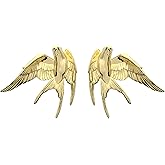 14K Gold Plated Flying Swallow Stud Earrings 丨925 Sterling Silver Ear posts丨Graceful Lightweight Bird-Themed Earrings丨Hypoallergenic Jewelry Gift for Women and Bird Lovers