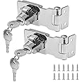 Kyuionty 2Pcs Keyed Hasp Locks 2.5 Inch Twist Knob Keyed Locking Hasp, Metal Safety Hasp Latches Keyed Different for Small Doors, Cabinets (Sliver)