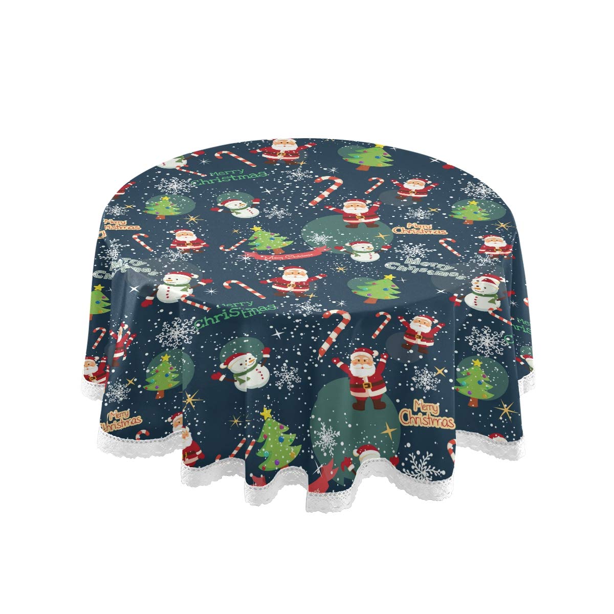 Mnsruu Christmas Tablecloths, Christmas Pattern Decorative Table Cloth for Circular Table Cover Dinner Table Parties