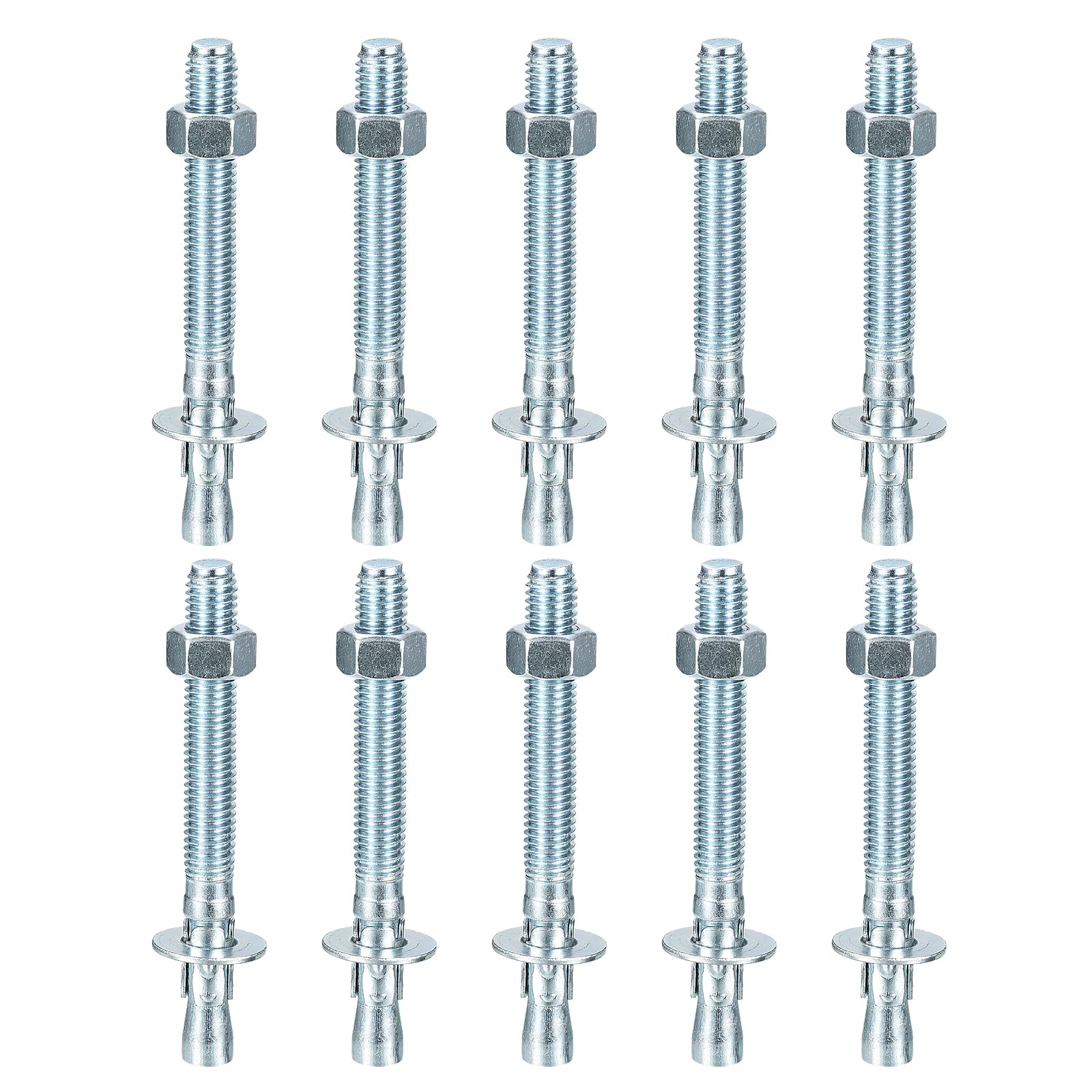 DTGN 1/2" x 4-3/4" Wedge Anchors - 10Pack - Good for Cement and Concrete Wall - Carbon Steel Zinc Plated Screw Bolt Nut Expansion Tube Fasteners