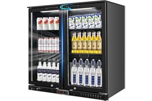 Bluelinecool Back Bar Cooler with 2 Glass Doors, 7.4 Cu.Ft Commercial Bar Fridge, Under Counter Beverage Fridge with LED Lighting, ETL-Certified Beverage Cooler for Beer, Wine, and Soda