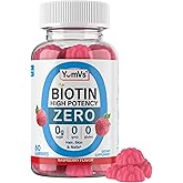 Biotin Gummies Sugar Free – 5,000 mcg High Potency Biotin for Hair, Skin & Nails – Zero Sugar, Non-GMO, Gluten Free, Vegan Raspberry Gummies – 60 Count