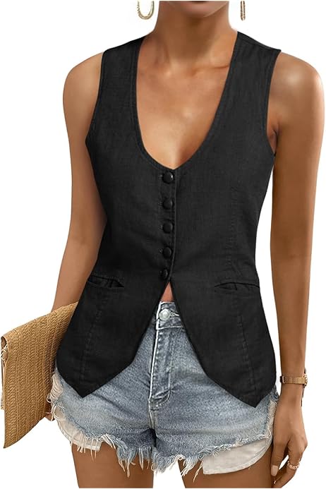 Cicy Bell Tops For Women Cicy Bell Women's Sleeveless Blazer Vest