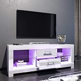 ELEGANT 1300mm LED TV Cabinet White Gloss with Ambient Lights 52 Inch view 2