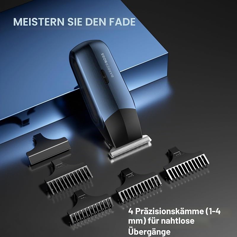 3-in-1 Reiseschneider für Männer, Bart- & Haarschneider, Nasen- & Ohrentrimmer, Mini Elektrorasierer Herren, Dual-Speed Trimmer Set (Metallic Navy)
