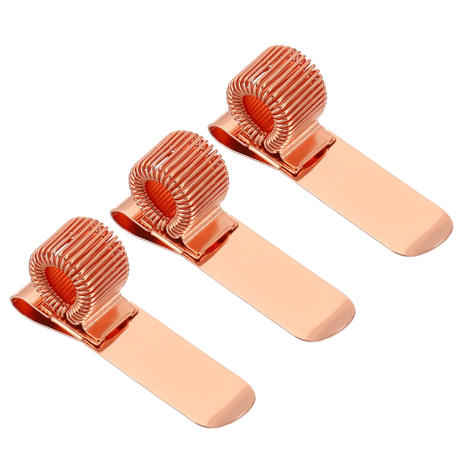 PATIKIL Pen Holder Clips, 3Pcs Metal Horizontal Portable Single Spring Loop Pencil Organizer for Office Business Pocket Notebook Clipboard, Rose Gold