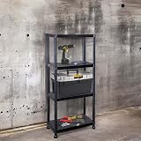 Crystals 4 Tier Plastic Shelving Unit Garage Storage Black 60x30x133cm view 3