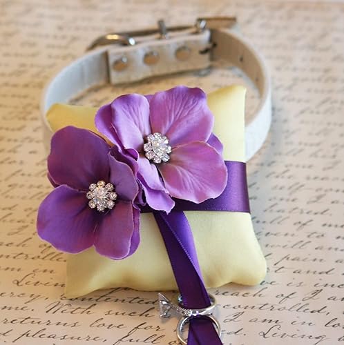 Amazon Com Yellow And Purple Ring Pillow Dog Collar Wedding