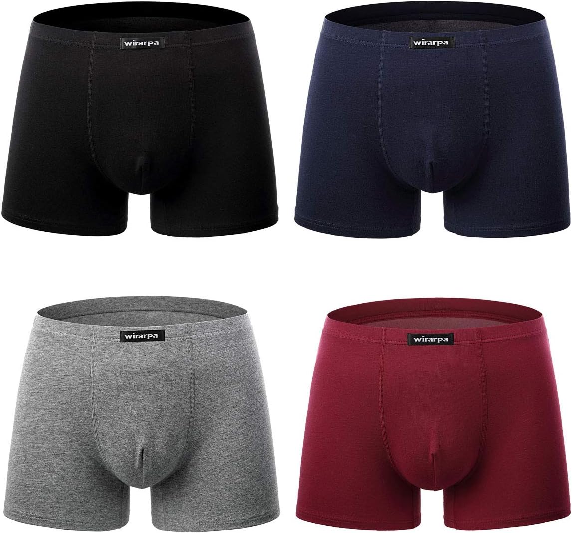wirarpa Men's Cotton Underwear Boxer Brief Short Leg Covered Waistband Multipack