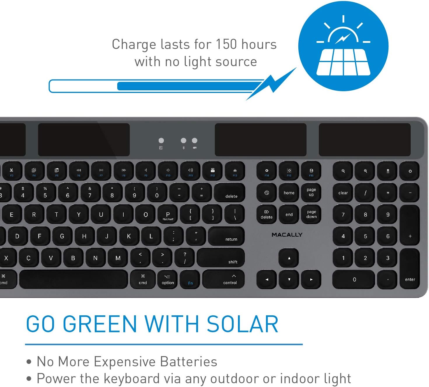 Macally Bluetooth Wireless Solar Keyboard image 2