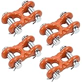 Leero 4 Pack 3/8" Double Clevis Link, G70 Chain Repair Links with 6,600 LBS Working Load Limit, Twin Clevis Link for Trucks, Trailers, Warehouses and Seaports