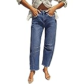 IWD Baggy Barrel Jeans for Women Trendy Vintage High Waisted Wide Leg Boyfriend Y2K Denim Ankle Pants with Pockets