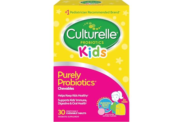 Culturelle Kids Chewable Daily Probiotic for Kids, Ages 3+, 30 Count, #1 Pediatrician-Recommended Brand, Natural Berry Flavor