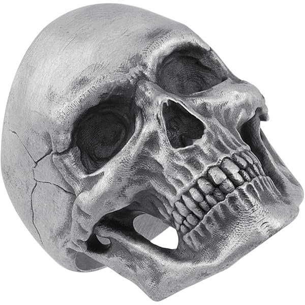 BySilverStone Caesar Skull Ring - Handmade Sterling Silver Biker Ring With Crown, Men's Jewelry