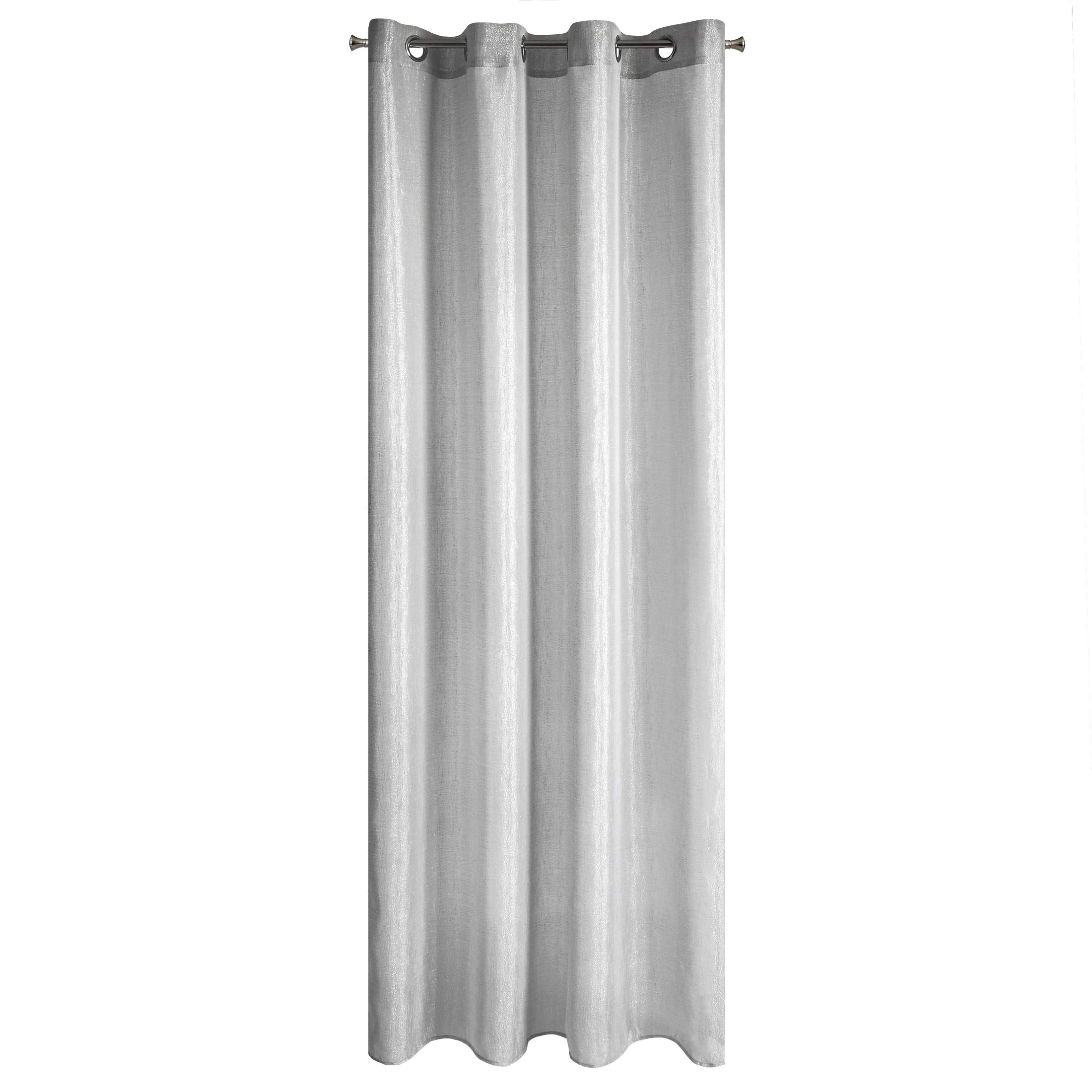 Eurofirany Elicia Smooth Glitter Shimmering Glitter Transparent 8 Eyelets Curtains Transparent Elegant Glamour Bedroom Living Room Lounge Polyester Silver 140 x 250 cm