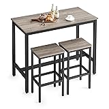 VASAGLE Bar Table Set, Bar Table with 2 Bar